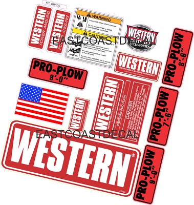 Pro Western Snow Plow Decal Kit. All sizes avail. NEW 13 Piece Decal kit (WBKOS)