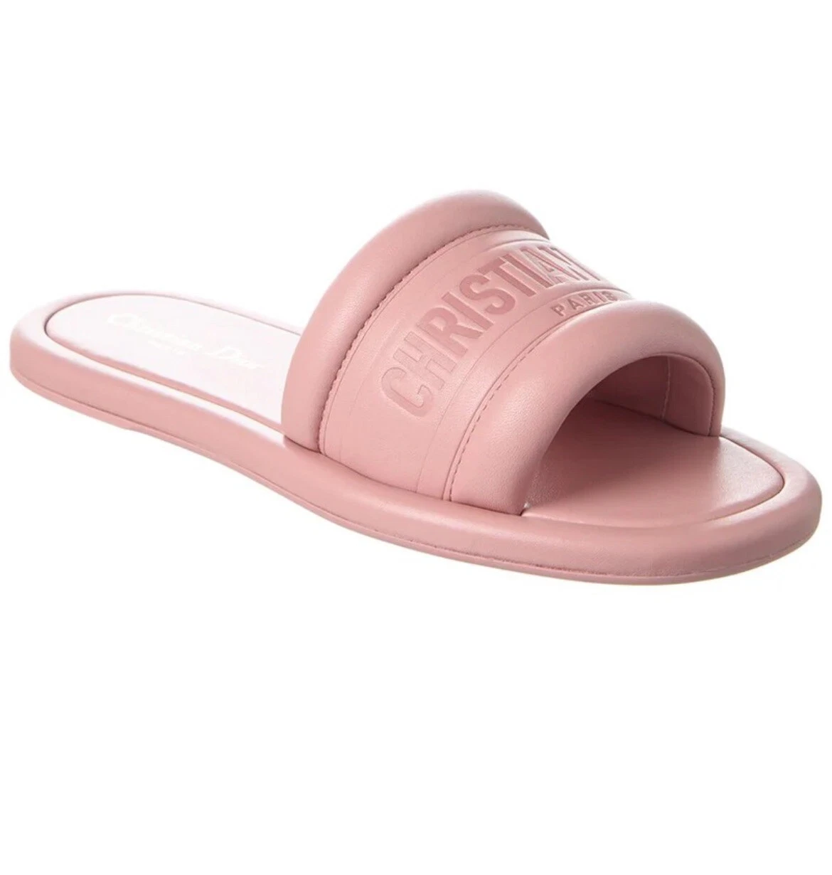 Christian Dior Every D Sandales à glissière en cuir d'agneau gaufré rose 37,5/7,5