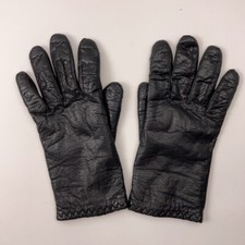Retro Black Dress Gloves Acrylic Knit Lining Size Large
