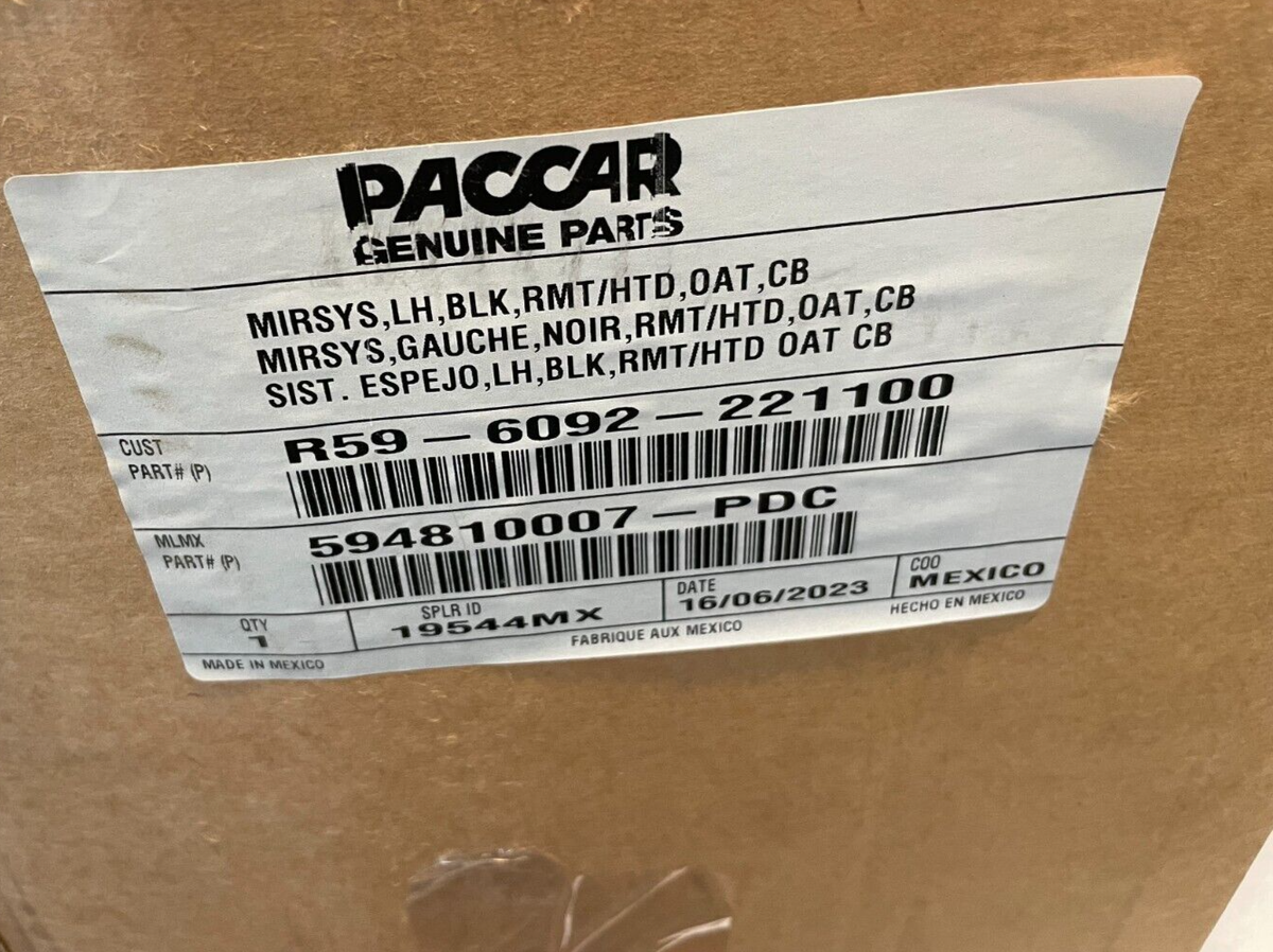 Kenworth T680, T880 PACCAR Left Door Outer Mirror Assembly P/N