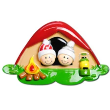 Pop Up Tent Face Family of 2 3 4 5 6 Personalized  Christmas Ornament