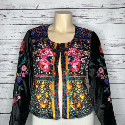 Globetrotter by Ruby Yaya Boston Proper NWT XL Floral Embroidered Velvet Jacket - Picture 2 of 7