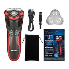 Kemei Razor Rotary Waterproof Electric Shaver Pop-Up Trimmer Wet Dry Cordless