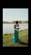 Sherri hill Green Prom Dress, size 6, worn once in 24’ prom, og price was $800