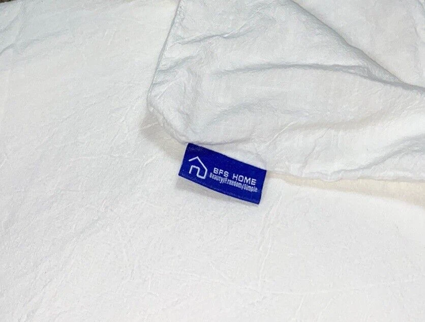 BFS Home Off White Duvet Cover Linen & Cotton Queen Size Bedding Solid Zippered - Image 3 of 4