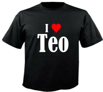 T-Shirt I Love Teo für Damen Herren und Kinder Farben Schwarz Weiss Pink