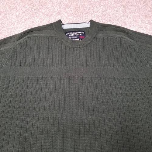 Abercrombie Fitch Sweater Mens Large Green Crewneck Pullover Knit Casual VTG - Picture 3 of 12