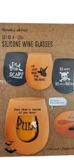 Sharks & Skinzz Silicone Wine Glasses (6) 12oz Unbreakable Halloween Drinkware