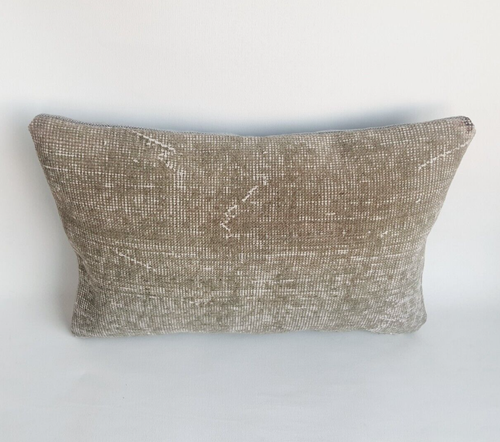 Solid Style Dark Green Rug Pillow Cover , Handwoven Turkish Decorative Pillow - Picture 2 of 9