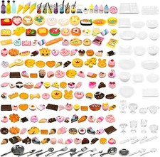 200pcs Miniature Food Drinks Mini Tableware Resin Toys Doll House Kitchen Kits