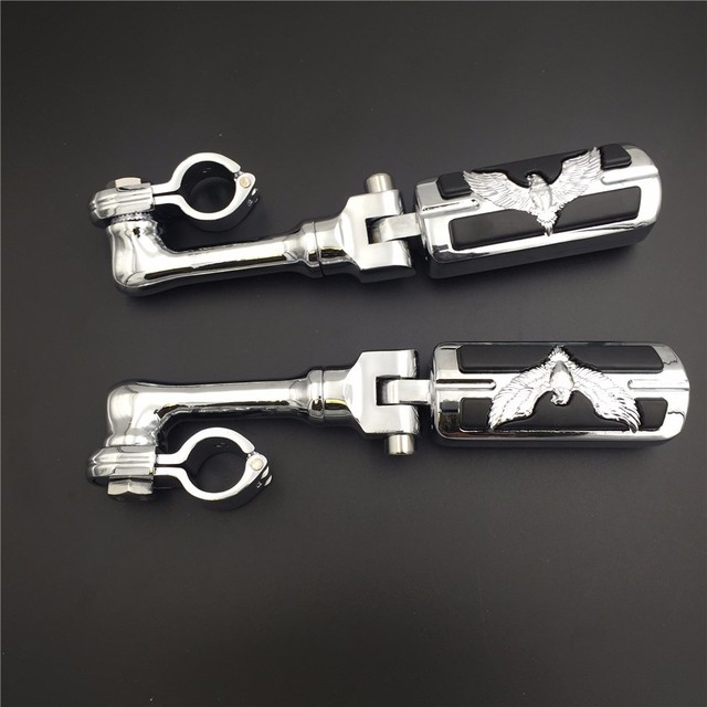 Chrome Bamboo 1/" 25mm Foot Peg Clamp For Honda GoldWing VTX1300 Shadow Valkyrie