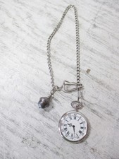 Vintage Silvertone Pocket Watch with 12" Chain and Weight - Needs Battery