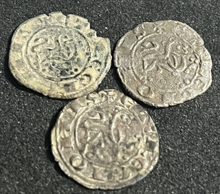 CINCIN19 MEDIEVAL;Bonito Lote de 3 Maravedís Prietos de ALFONSO X