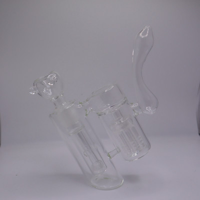 7'' Two Chamber Thick Heavy Glass Clear Bubbler Multi Chamber Perc Hammer