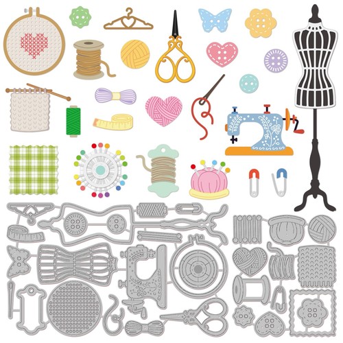 2Set 31Pcs Sewing Tool Cutting Dies for DIY Scrapbooking Metal Sewing Machine