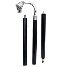 Wooden Brass Walking Stick with Black Shaft and Silver Handle - Ideal Hallowe