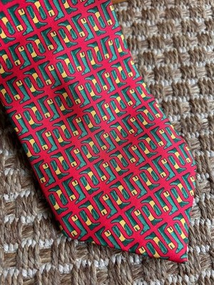 England Britain made EUC red equestrian riding boot classic modern silk neck tie