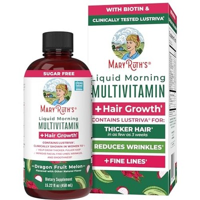 MARYRUTH'S Liquid Multivitamin + Hair Growth | Biotin 10000mcg | Lustriva for