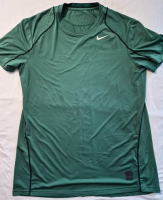 Nike Pro Dri-FIT Fitted Short Sleeve Shirt Men's Large Green Black Training Top