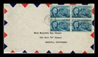 DR JIM STAMPS US COVER ROOSEVELT FOUR FREEDOMS FDC SCOTT 933 BLOCK OF 4 AIR MAIL