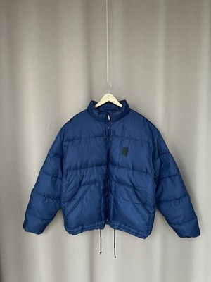 Yves Saint Laurent Puffer Jacket Mens Size XL YSL Blue Logo Full Zip Vintage