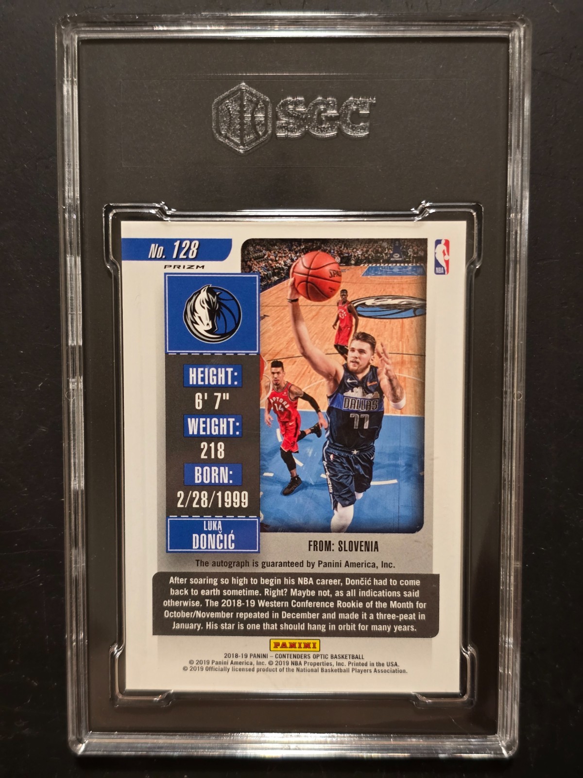 🔥 2018 PANINI CONTENDERS OPTIC LUKA DONCIC #128 HOLO PRIZM ROOKIE AUTO SGC 9.5 view 2