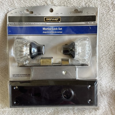 Defiant Mortise Lock Set for Interior Door, Antique Vintage Style Crystal GI New