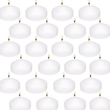 Floating Candles 24 Pack, 2 Inch Long Lasting Small Unscented 2", White 
