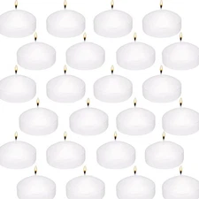 Floating Candles 24 Pack, 2 Inch Long Lasting Small Unscented 2", White 