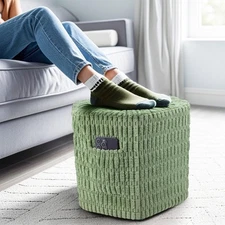 Hexagon Pouf Ottoman Stuffed with 2 Pockets & Handle, Comfort Corduroy Poufs,...