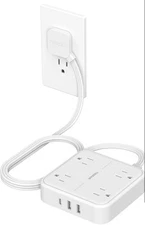 Flat Surge Protector Flat Extension Cord 5FT, With 4 Outlets 3 USB C PORT