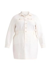 Terra & Sky Women's Plus Size 14W Denim Utility Dress, White Cream NWT