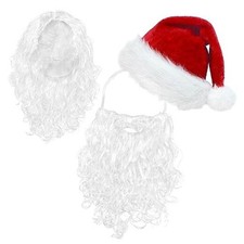 Santa Hats and Beard for Adults 1x Santa Hat 1x Santa Beard  1x Santa Wig