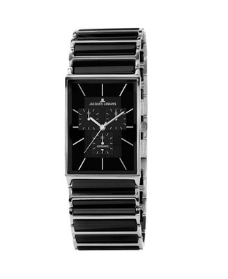 JACQUES LEMANS Men Analog Quartz Casual Watch Classic Dress Black Dial Waterproo