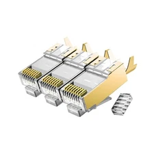 50 Pack Cat7 Cat7A RJ45 Ethernet Connectors Gold Shielded Plugs 10Gbps