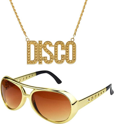 2er Fette Gangster Kette & Brille Silber 70er 80er 90er Hustler Rapper Hiphop Ko