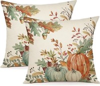 Kissenbezug 40X40 Cm 2Er Set Leinen Herbst KüRbis Deko FüR Wohnzimmer