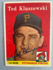 Ted Kluszewski Autographed 1958 Topps Baseball Card #178 Pirates Reds Died 1988