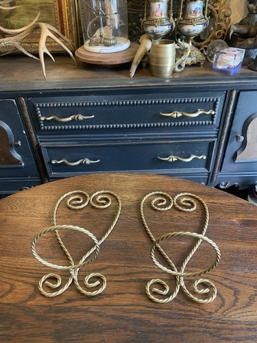 2 Vtg HOMCO Gold Metal Twisted Rope Wall Candle Garden Plant Holder 12.25x7 - Picture 14 of 23