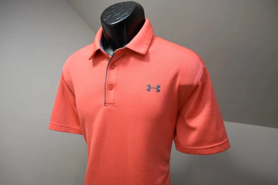Camisa polo de golf Under Armour HeatGear suelta rosa para hombre talla grande Foto 3 de 4