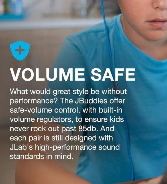 JLAB JBUDDIES STUDIO² Wired Kids Headphones - Gray/Blue Volume Safe 85 dB NIB