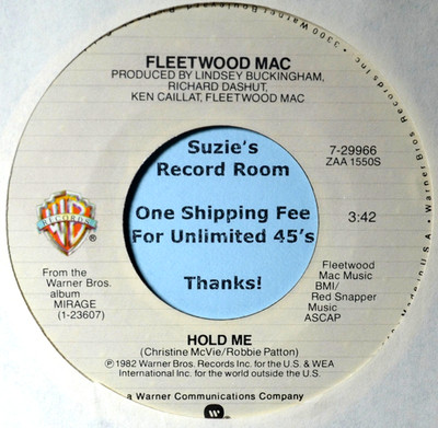 Fleetwood Mac Hold Me 80s Pop Rock 45 7'' Vinyl - COUPONS!