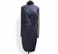 Fashion Nova Women’s Navy Mock Neck Mesh Long Sleeve Sheath Midi Dress 2XL