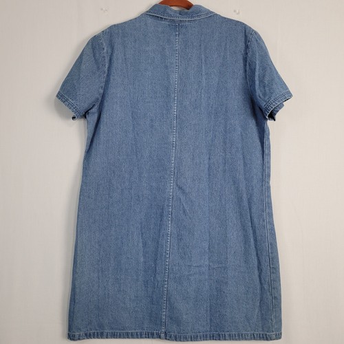 Vestido Vintage Denim Manga Corta Bordado Talla L Azul Mariposa Ladybug Años 90 - Imagen 8 de 8