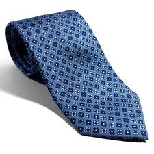 Light Blue Small Floral Silk Tie Handmade in England 