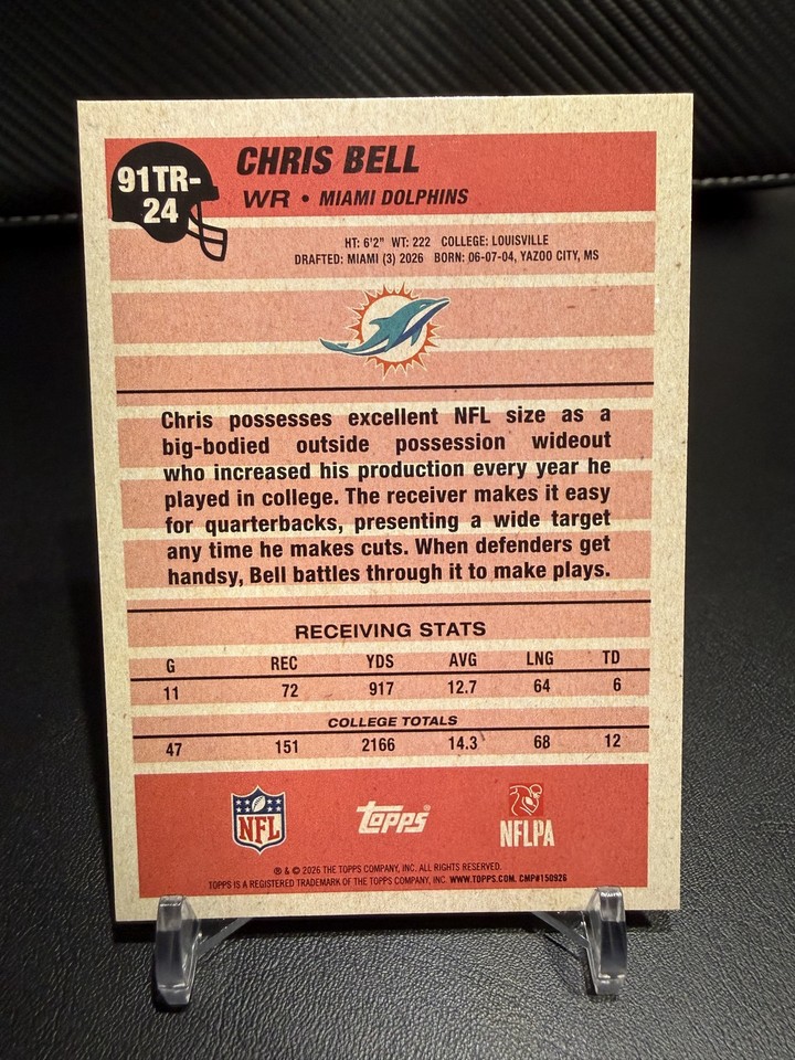 2026 Topps Flagship #91TR-24 Chris Bell 1991 Topps Flagship Football ...