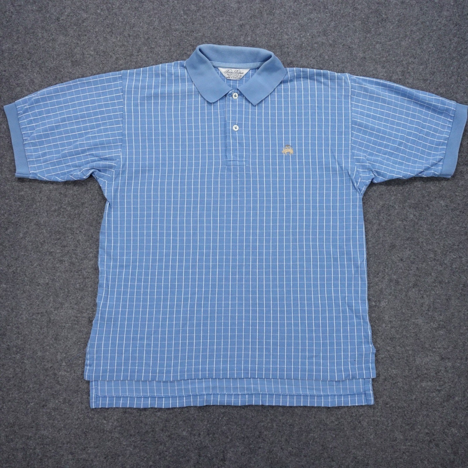Vintage Brooks Brothers Polo Shirt Mens Small  Golden Fleece Windowpane Blue