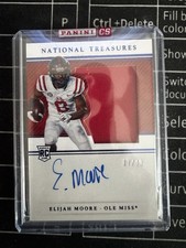 Panini National Treasures Elijah Moore Auto Patch RC Century Blue /49 #101