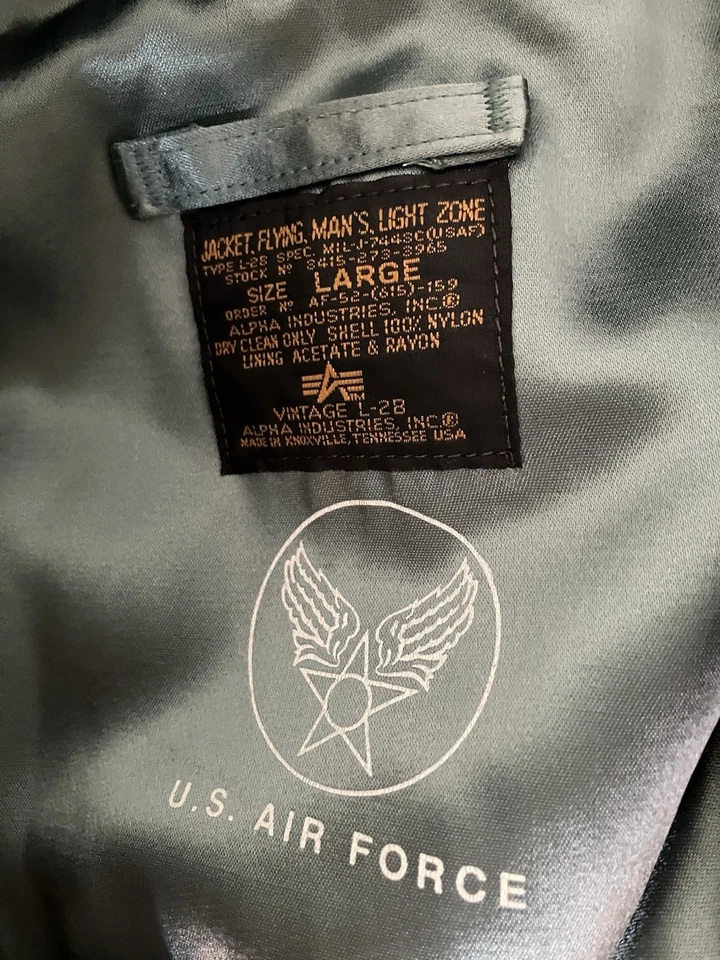Alpha Industries L2B Flight Jacket Vintage Bomberjacke Sage Green G. L (Large) - Bild 3 von 4
