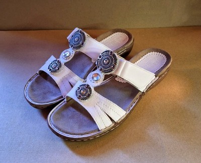 JENNY BY ARA Pantoletten (echtes Leder) in weiß im Boho Style, Gr. 39